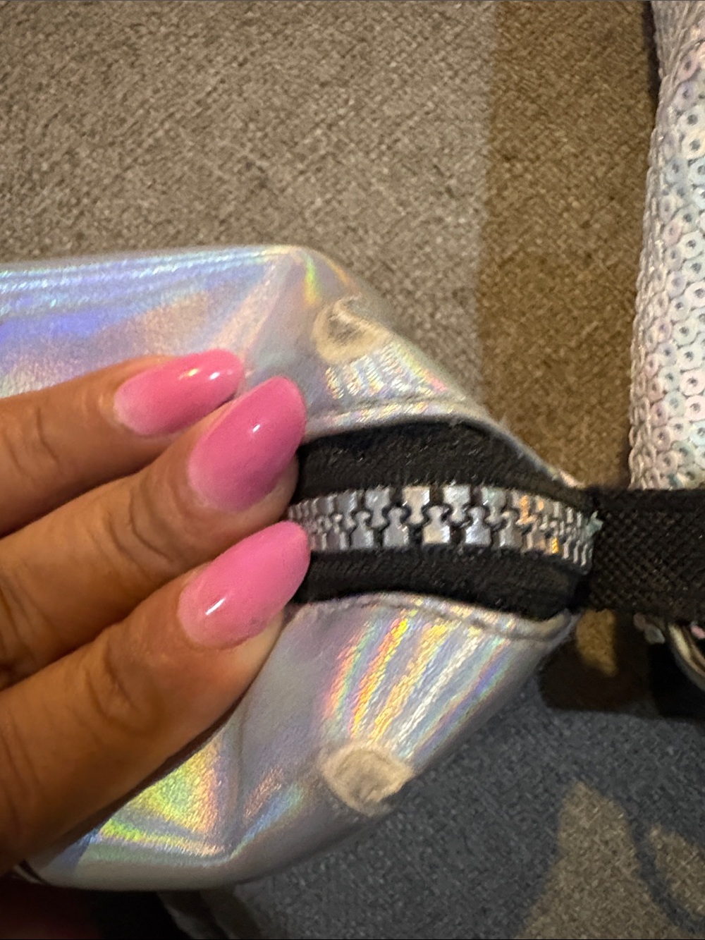Justice Iridescent & Black Sequin Kids Backpack with lunch box and pouch Set - Picture 15 of 15